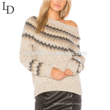 New style comfortable striped jacquard pullover women cashmere sweater